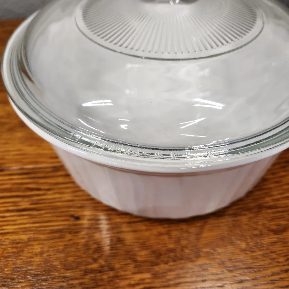 Corningware French White covered casserole